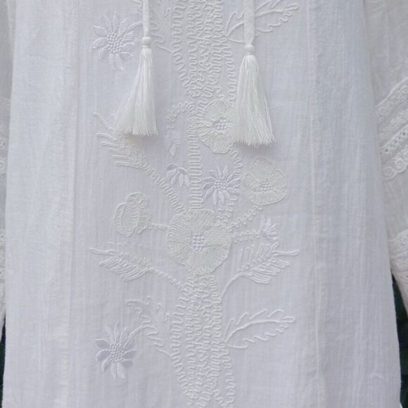 Sundance White Aleta Embroidered Mini Shift Dress Small - Picture 7 of 9